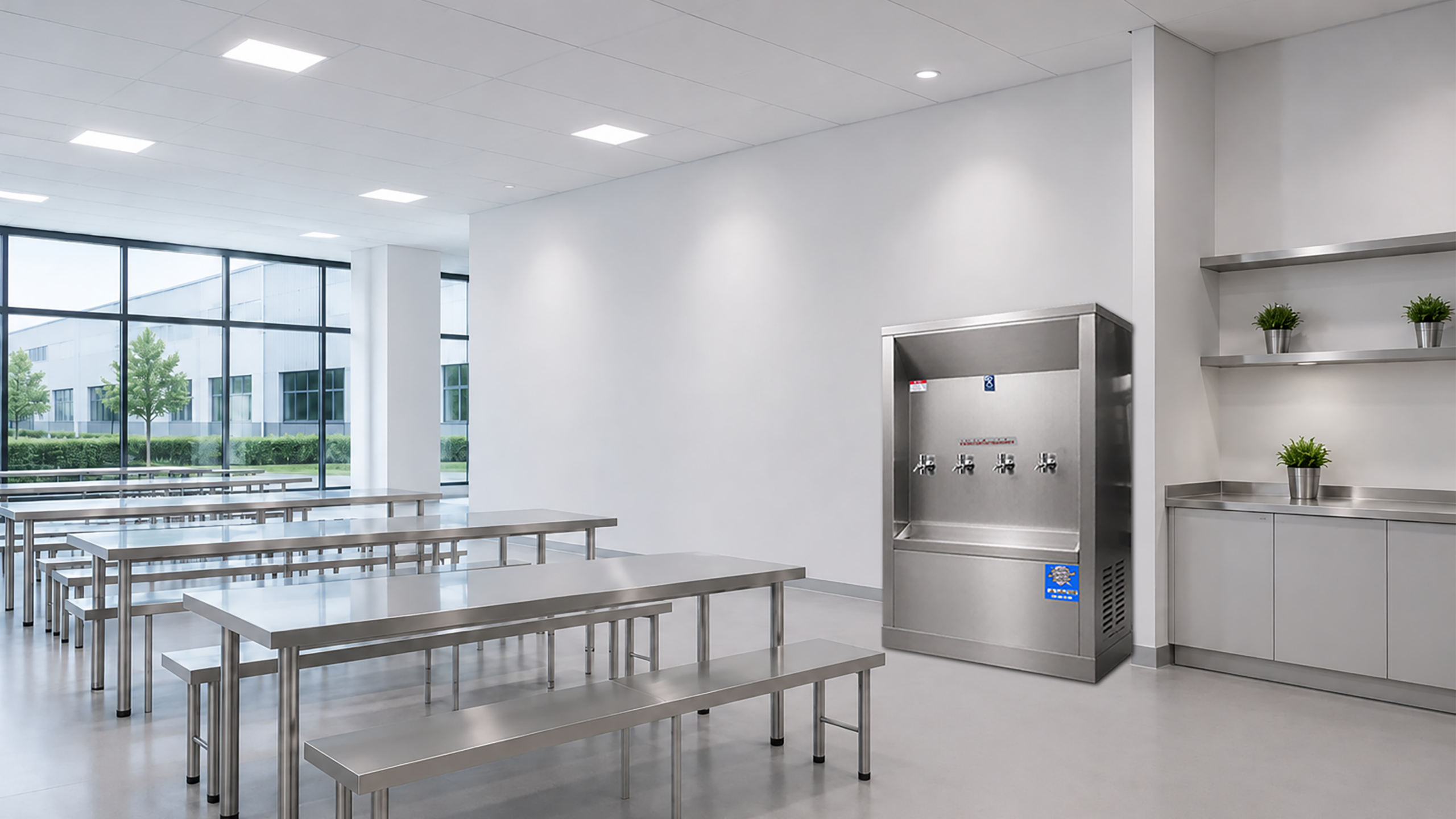 ตู้ทำน้ำเย็นแบบต่อท่อ MAXCOOL สำหรับโรงเรียน โรงงาน สำนักงาน และโรงอาหาร